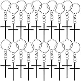 Landical 20 Pcs Cross Keychain Bulk Stainless Steel Christian Cross Keyrings Religious Key Holders Jesus Key Accessories Religious Keychain for Men for Christians Easter Prayer Gifts