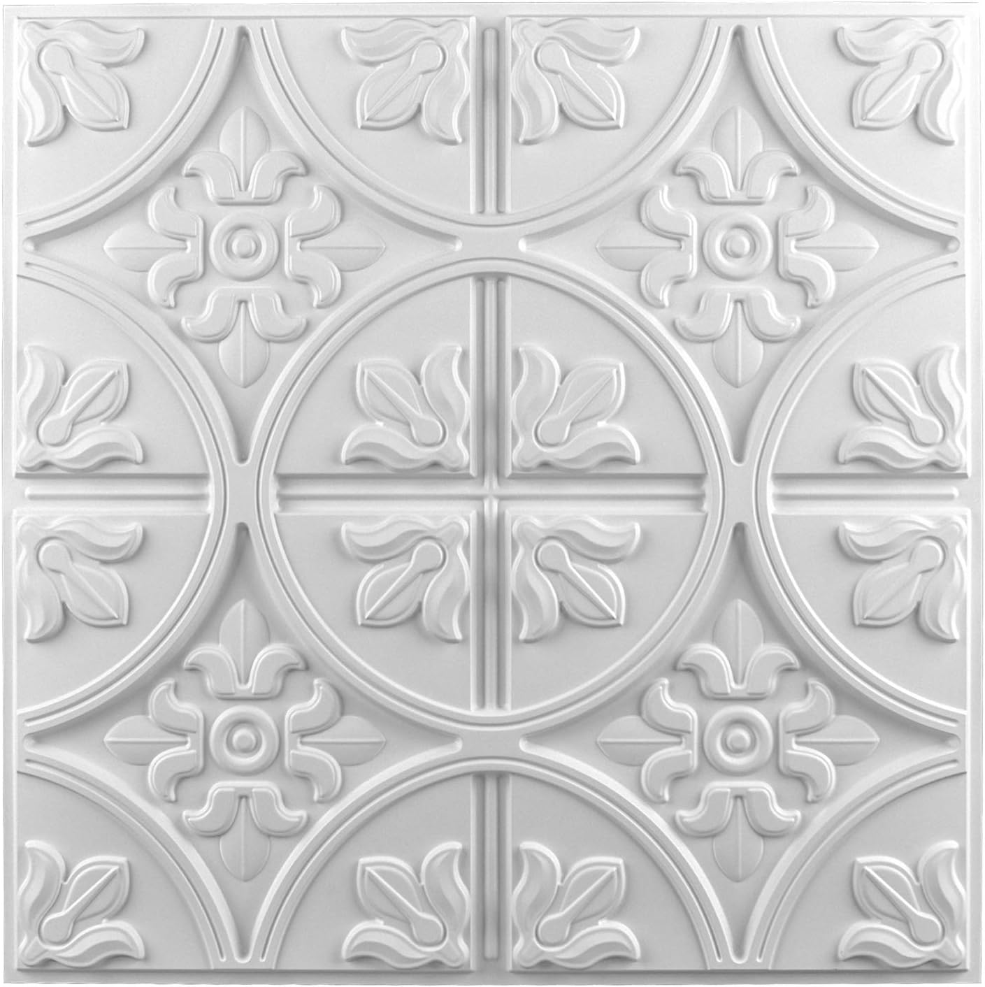 Art3d Drop Ceiling Tiles 2x2, Glue-up Ceiling Panel, Fancy Classic Style in White