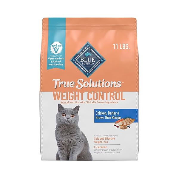 BLUE BUFFALO TRUE SOLUTIONS WEIGHT CONTROL NATURAL DRY CAT FOOD FOR ADULT CATS, CHICKEN, 11-LB. BAG