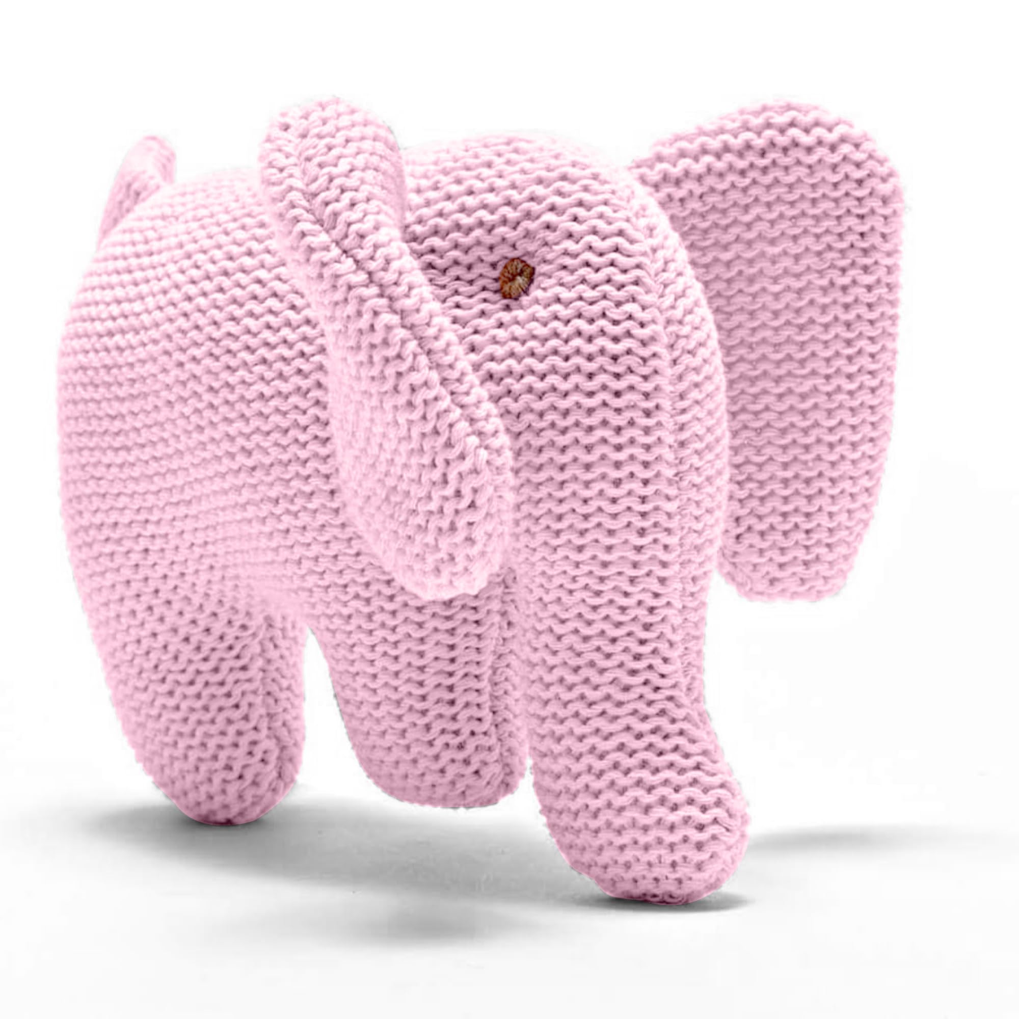 Best Years | Knitted Organic Cotton Pale Pink Elephant Baby Rattle | Newborn Gift | Baby Safe from Birth | Machine Washable | 8cm x 12cm | Ethically Sourced | BY4204 | Baby Toy