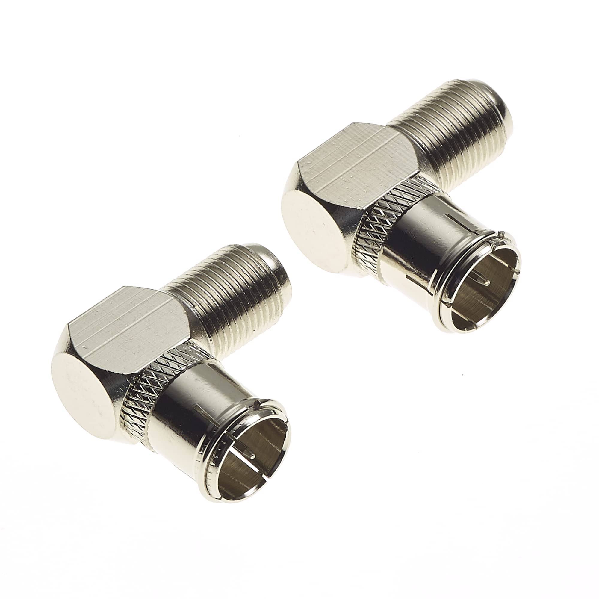 Keple 90-Degree Coaxial Connector F Type Male Plug To F Type Female Socket | Coax Right Angle Adaptor For Wall Mounted TVs | Pack Of 2