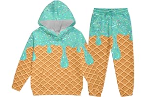 Boys Ice Cream Sweatsuit 2 Piece Clothing Set Cute Preppy Ice Cream Drip Baseball Lifestyle 101 Hoodie and Sweatpants