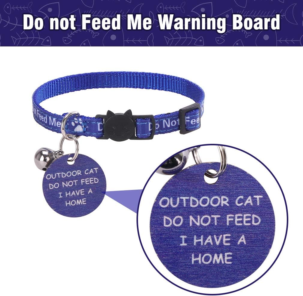 KOOLTAIL Cat Collar with Bell,3 Pack Do Not Feed Cat Collars with Warning Board Hanging "Do Not Feed Me",Cute Lightweight Adjustable Breakaway Kitten Collar with Safety Buckle - Image 3