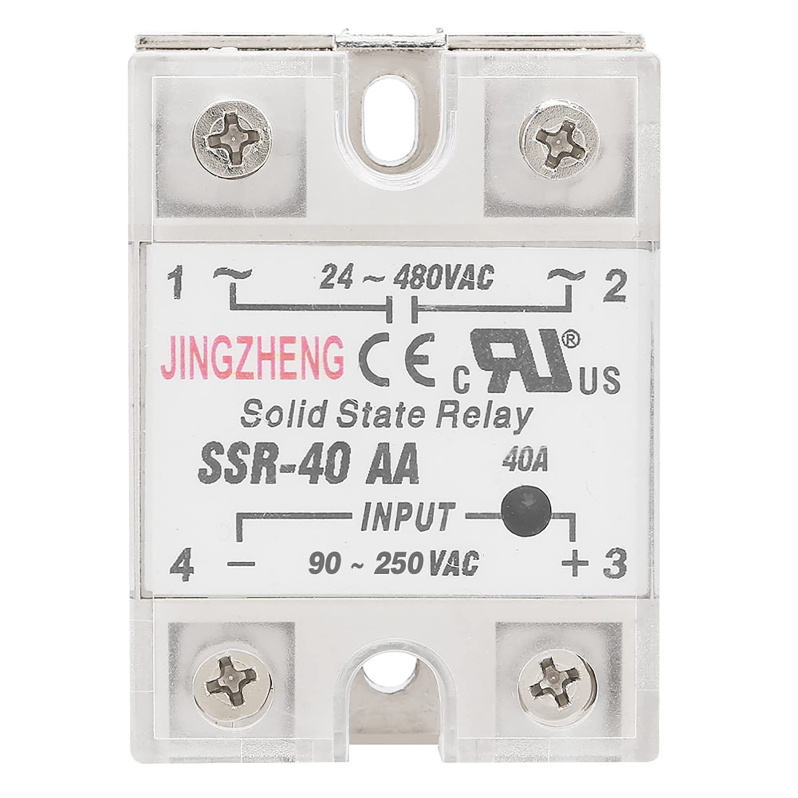 40A Solid State Relay SSR40 AC Control Input 90V to 250V Output 24V to 480V for Industrial Automation Heating Systems