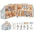 Olivia's Little World Wooden Quaint Little Cottage Dollhouse + Accessories for 3.5" Dolls, Multi