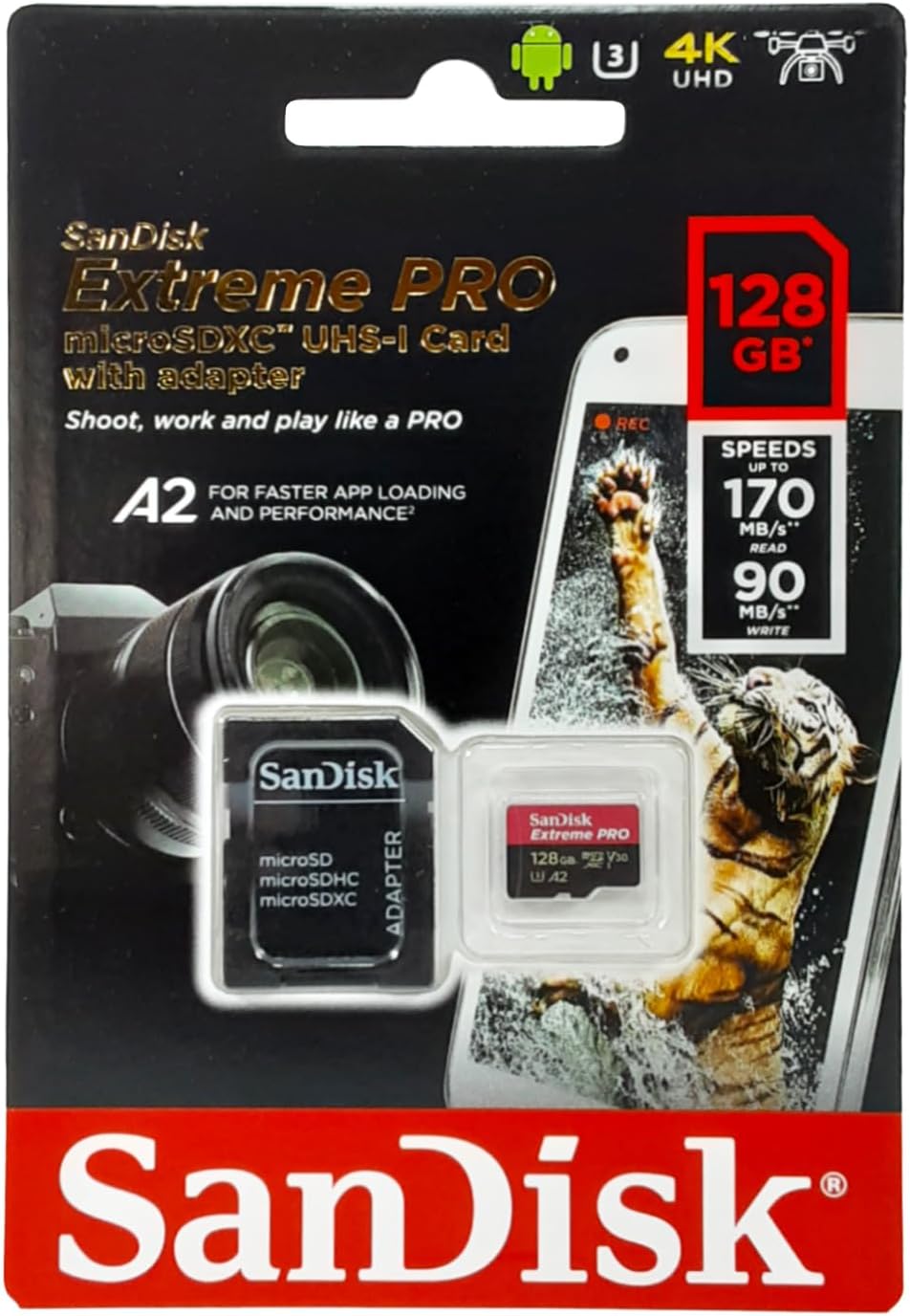 SanDisk Extreme Pro 128GB microSDXC with Adapter A2 U3 V30 170MB/s