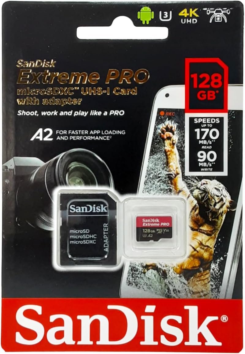 SanDisk Extreme Pro 128GB microSDXC with Adapter A2 U3 V30 170MB/s