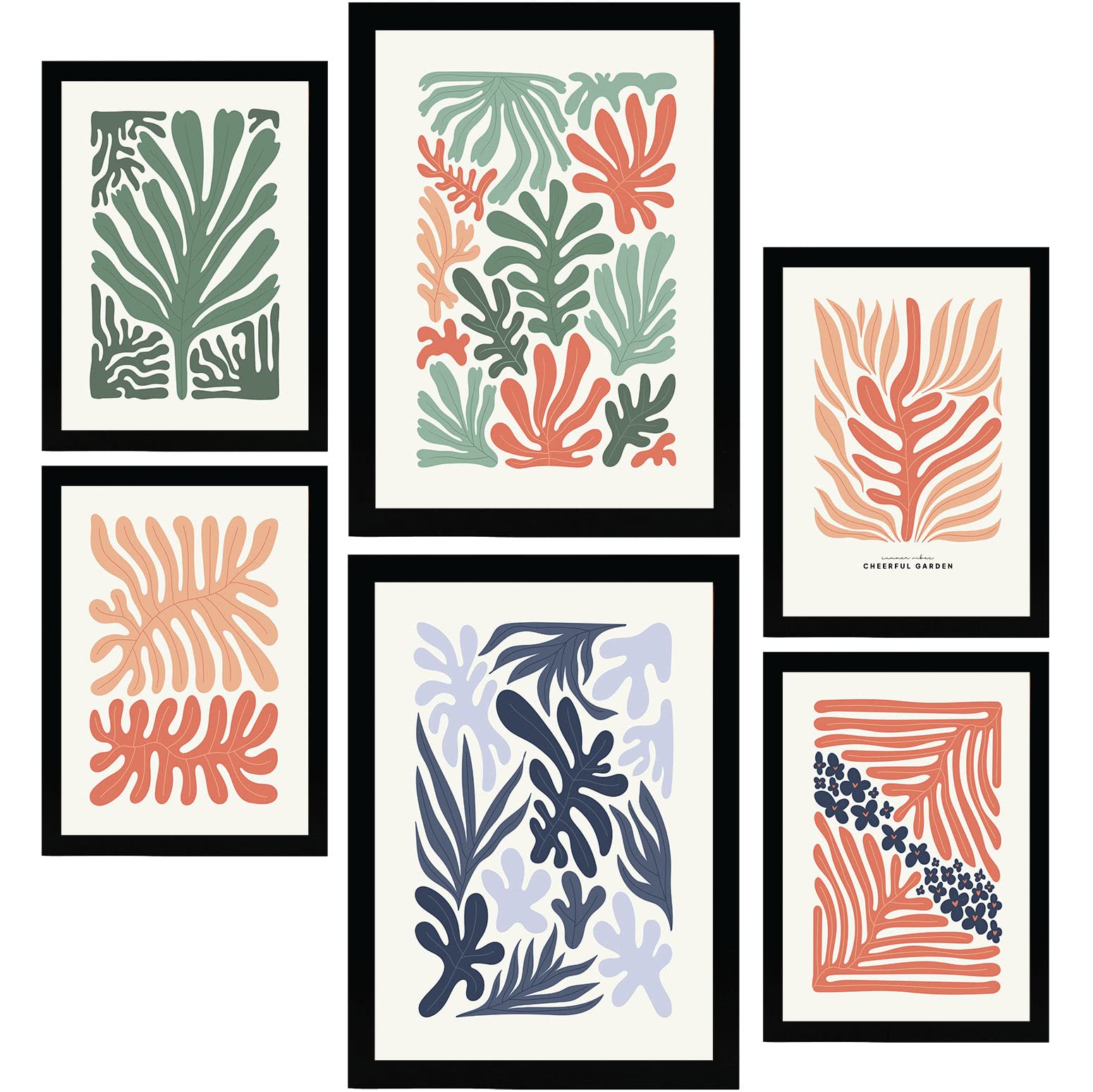 Nacnic Set of 6 Minimalism Posters in Pastel Colours. Plant Patterns. Prints of Landscapes and Nature for Interior Design and Decoration. Sizes A3 & A4. Unframed.
