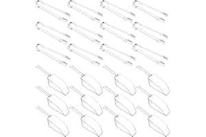 Lainballow 24 Pcs Plastic Ice Tongs and Scoops, Mini Serving Tongs and Scoops for Candy Bar, Candy Scooper Buffet Scoop Salad