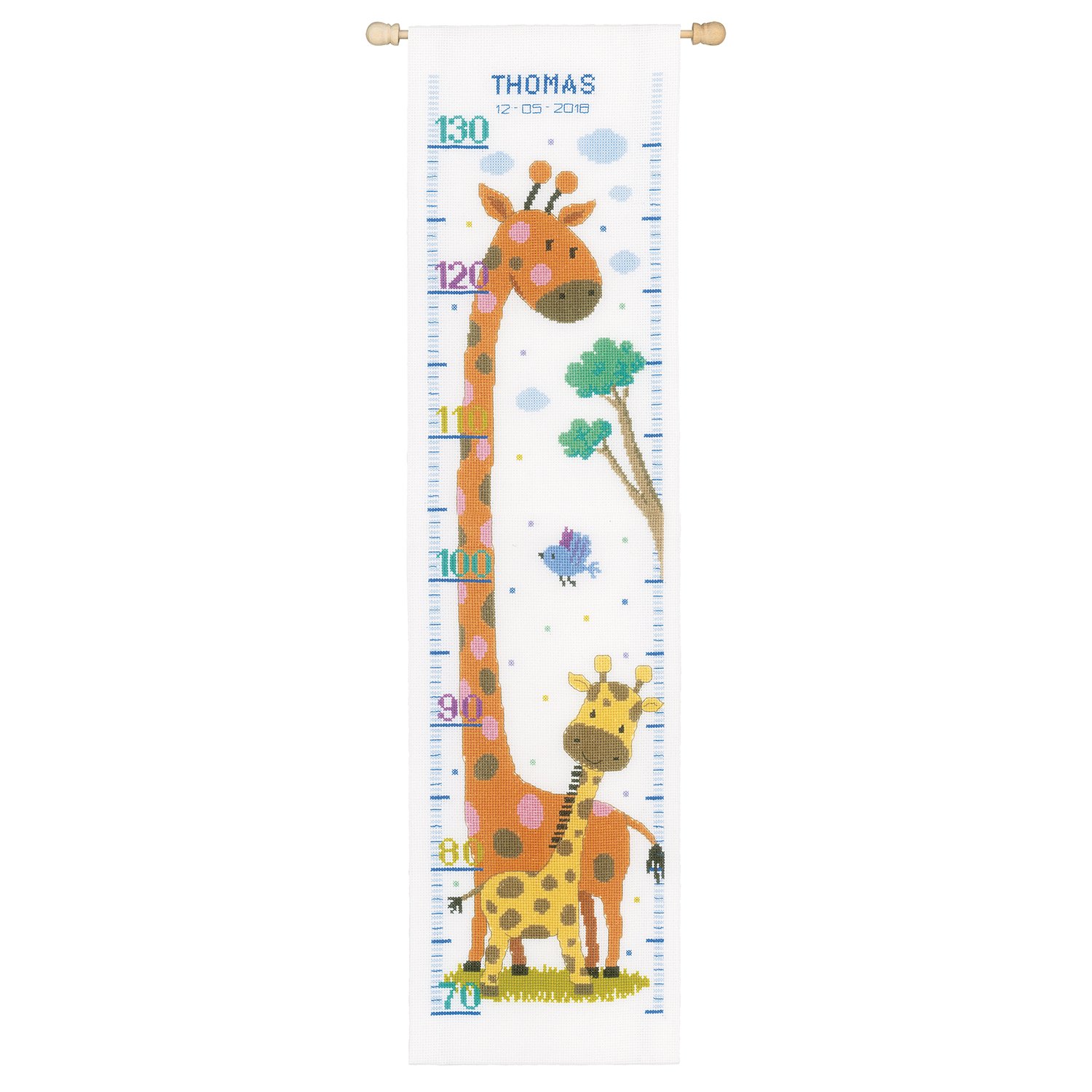 Vervaco Counted Cross Stitch Kit Giraffe aida, Cotton Blend, Assorted, 32.5 x 5 x 32 cm