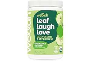 Wellah Leaf, Laugh, Love Super Greens Powder (Green Apple) 30 Servings - Superfood Supplement Drink Mix