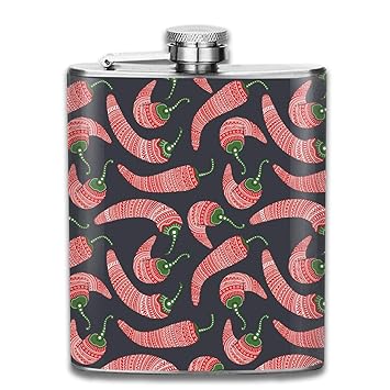 Hüftflaschen Presock, Red Chili Peppers Stainless Steel Flask Wearproof 7 OZ Pocket Flagon Whiskey Best Gift for Men Him Husb