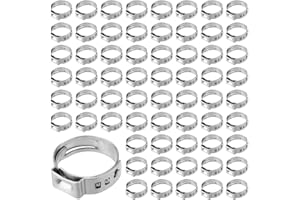 KEILEOHO 100 Pcs 3/4 Inch PEX Stainless Steel Crimp Rings, Single Ear Hose Clamps, PEX Pinch Rings, Silver（Fit for 5/8 inch P