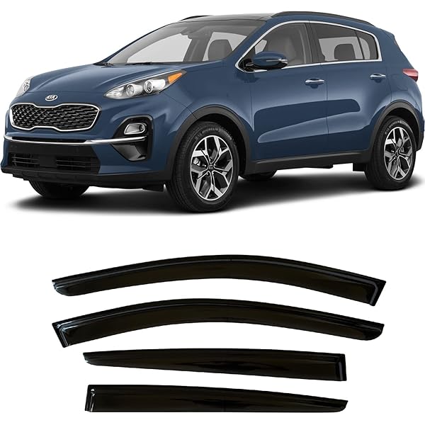 バグシールド サンレインバイザー20172022の風雨ガードKia Sportage InChannel Sun Rain Visors