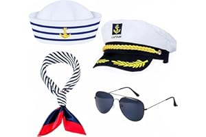 Tiny Chou Yacht Captain Hat, Sailor Hat, Ship Boat Cap, Captains Costume Accessories for Women Men Dressing Up Halloween