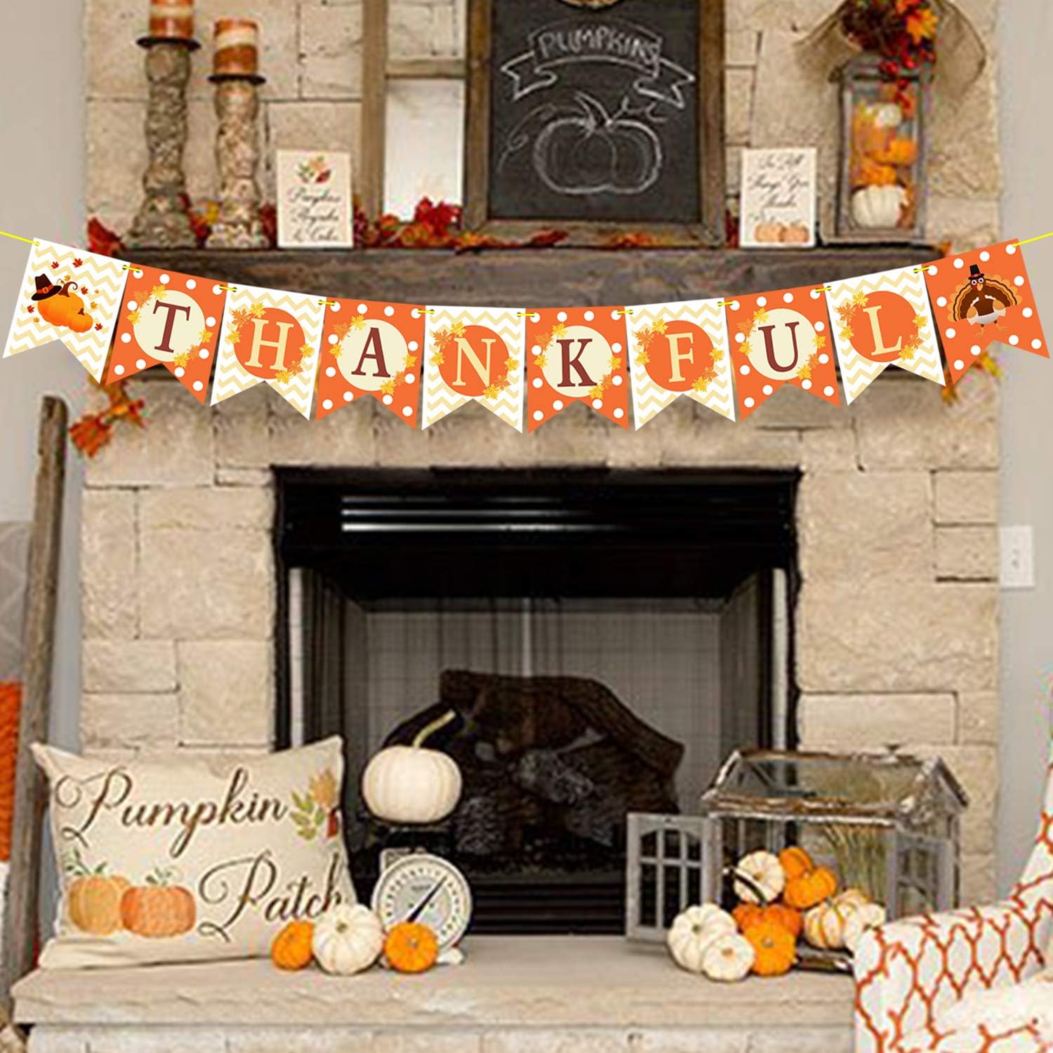 Dazonge Thanksgiving Decorations Kit | Includes 1"Thankful" Banner, 22 Pack Hanging Swirls with Decorative Cutouts | Thanksgiving Party Supplies | Fall Decorations: Toys & Games