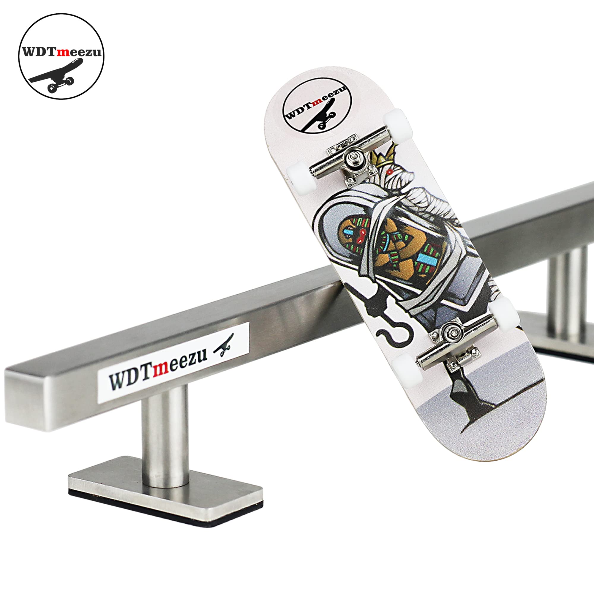 Wood Fingerboard and Finger Skateboard Flat Rail Set Fingerboard with Bearing Wheels and Professional Prop for MINI Skateboard Rail Made of Metal 10