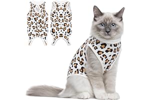 Coppthinktu Cat Recovery Suit Female Cats Onesie for Cats, Breathable Cat Surgery Suit for Surgical Abdominal Wounds Skin Diseases, Cute Kitten Spay Recovery Suit E-Collar Alternative Anti Licking