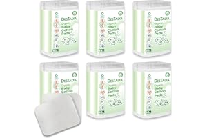 DESTALYA Baby Cotton Pads for Diaper Change - Large Cotton Squares for Sensitive Skin - Disposable Cleansing Wipes - Soft Was