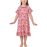 EASWEET Bamboo Viscose Girls' Sleepwear Short Sleeve Ruffle Hem Kids Nightgown