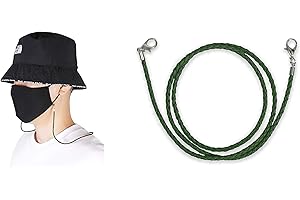 Allsense Fashion Leather Mask Lanyard Ear Pressure Relief Safety Holder Hanger with Hook for Adult Dark Green 1 Pack