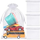 Sweetude 30 Pcs 16 x 24 Inches Extra Large Drawstring Organza Bags Mesh Gift Drawstring Pouches Mesh Jewelry Bags for Party Wedding Favor Candy Vegetables Growing Plants (White)