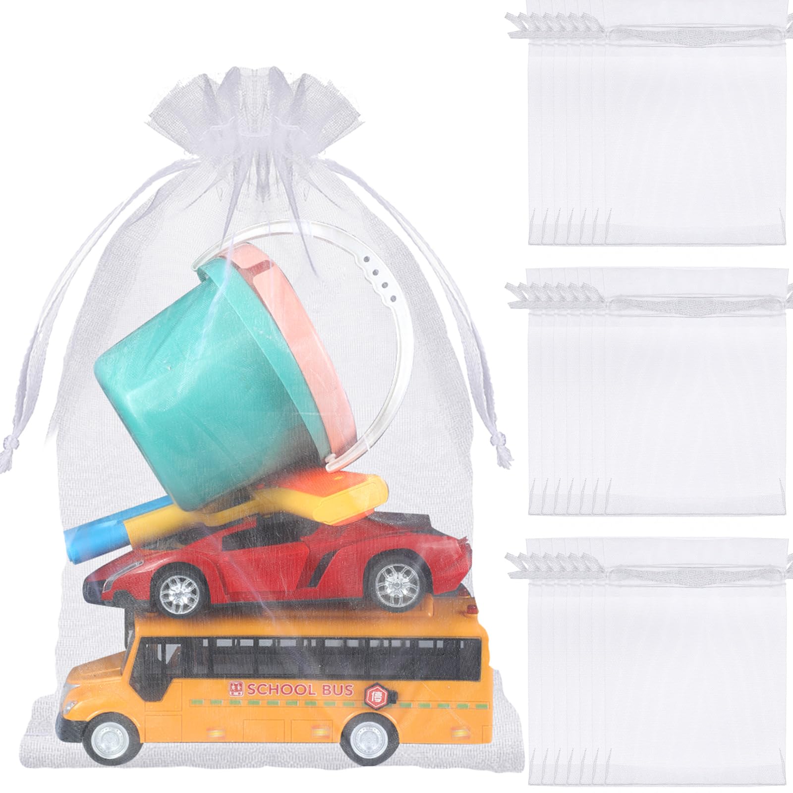 Photo 1 of Sweetude 30 Pcs 16 x 24 Inches Extra Large Drawstring Organza Bags Mesh Gift Drawstring Pouches Mesh Jewelry Bags for Party Wedding Favor Candy Vegetables Growing Plants (White)