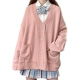 TXYJJP Womens Japanese Cute Kawaii Knitted Cardigan Sweater Cosplay Long Sleeve Button Down JK School Uniform Jacket