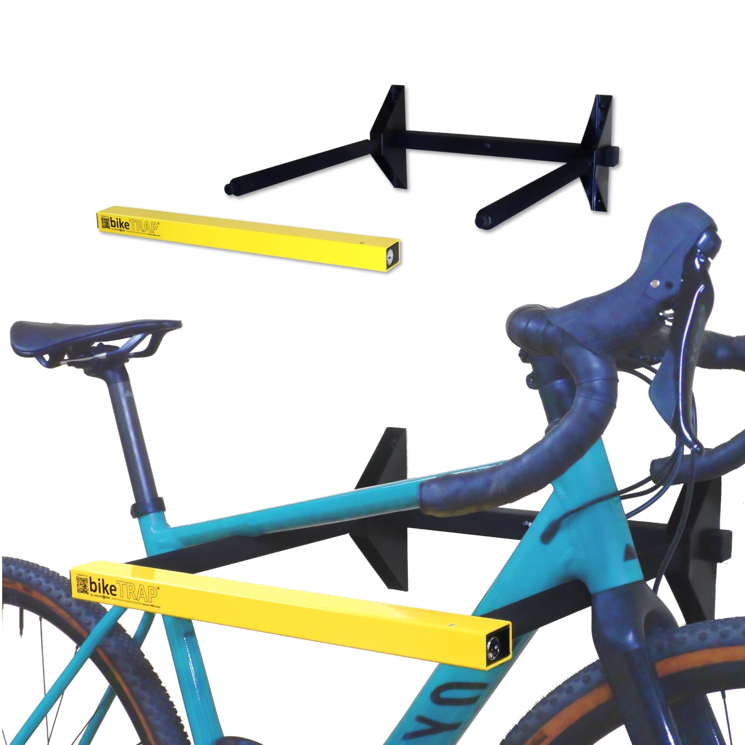 bikeTRAP - Wall bike rack for up to 2 bikes and high security anti-theft lock. Hang and protect your bicycle whatever its shape and weight. Ideal wall hook for bikes storage in the garage, backyard …
