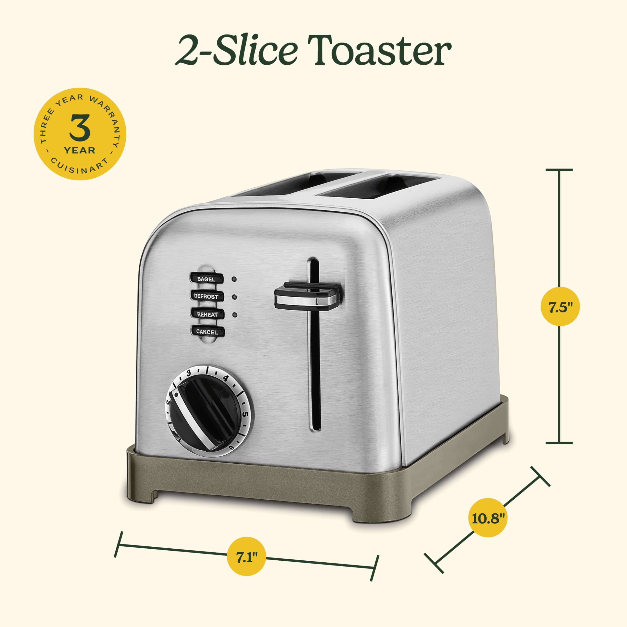 Cuisinart CPT-160 Metal Classic 2-Slice Toaster, Brushed Stainless