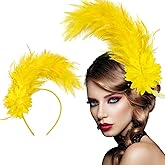 Loieryk Feathers Fascinator Headband 1920s Queen Headpiece Fascinators Hats for Women Tea Party Flower Headpiece