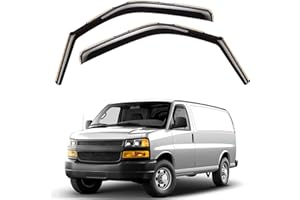 GrandWheel Co Smoke Tinted in-Channel Side Window Vent Visor Deflectors Rain Guards Compatible with Chevrolet Express for Chevy Express Van 96-24 - 2pcs. GW0574