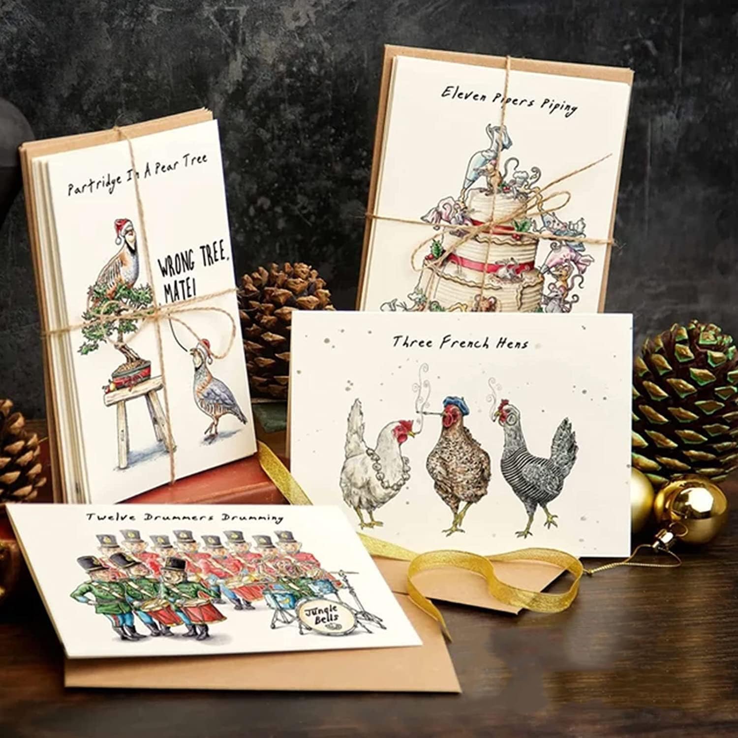 Photo 1 of SWAGGIFT Twelve Days of Christmas Card Set,12 Pcs Quirky Funny Cards Card with Your Custom Message and Envelopes, Christmas Countdown Gift Card Set