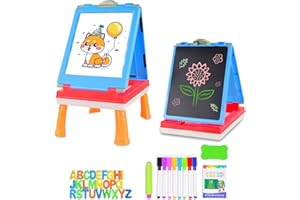 AyeKu Easel for Kids,Tabletop Easel for Toddler, Educational Toys Gifts for 3 4 5 6 7 Year Old Boys Girls -Comes with Chalkboard, Magnetic Whiteboard Letters and More (Blue)