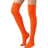 SherryDC Women's Cable Knit Thigh High Boot Socks Extra Long Winter Stockings Leg Warmers