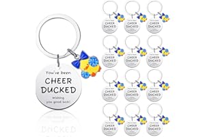 Nosiny 20 Pcs Duck Cheer Keychain Christmas Cheer Gifts Bulk for Team You've Been Cheerleader Christmas Duck Team Gift