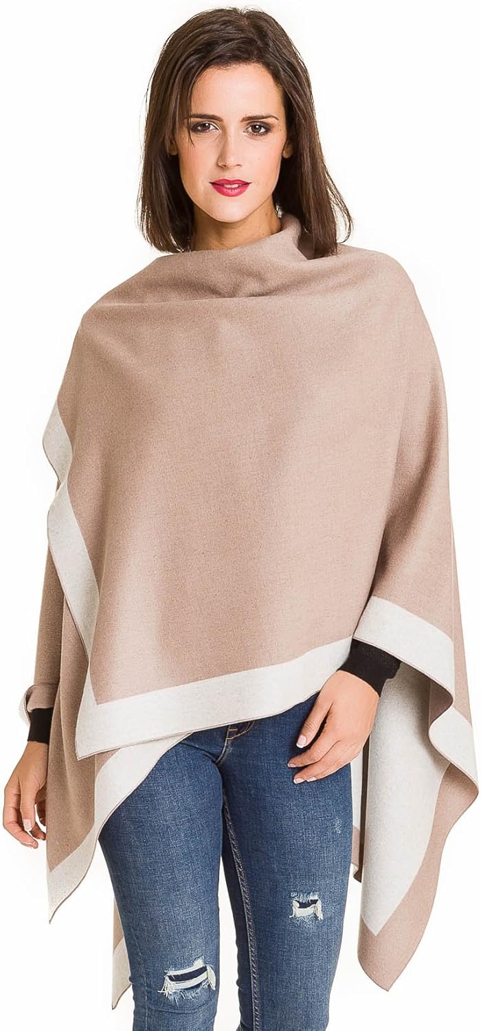Women's Shawl Wrap Poncho Ruana Cape Cardigan Sweater Open Front for Fall Winter (PC01-15) at  Women’s Clothing store