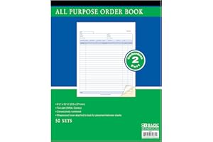 BAZIC All Purpose Order Book, 50 Sets 8 3/8" x 10 11/16" 2-Part Carbonless, White & Canary, Bound Wraparound Cover (50 Sets/P