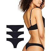 Subset Women’s Low Rise Organic Cotton Thong 3 Pack,Breathable Tag Free,Comfortable Everyday Thong, No Show Knickey Underwear