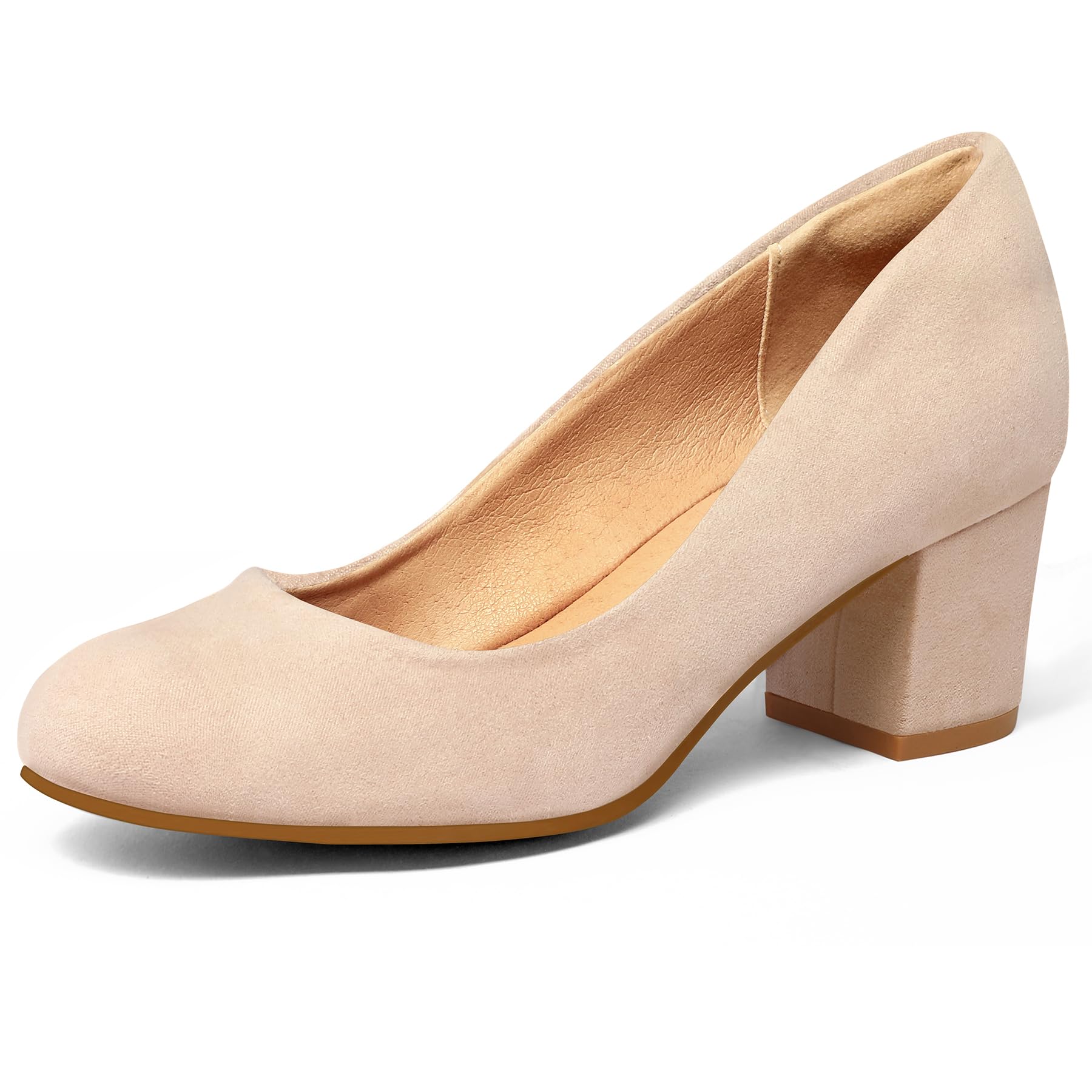 Photo 1 of ***USED**** mysoft Women's Pumps Low Chunky Block Heel Round Toe Comfortable Dress Shoes Nude Suede