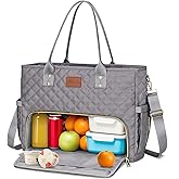 KKXIU Lunch Tote Bag for Teacher & Nurse, 15.6 Inch Laptop Tote with Insulated Lunch Box Pocket for Women