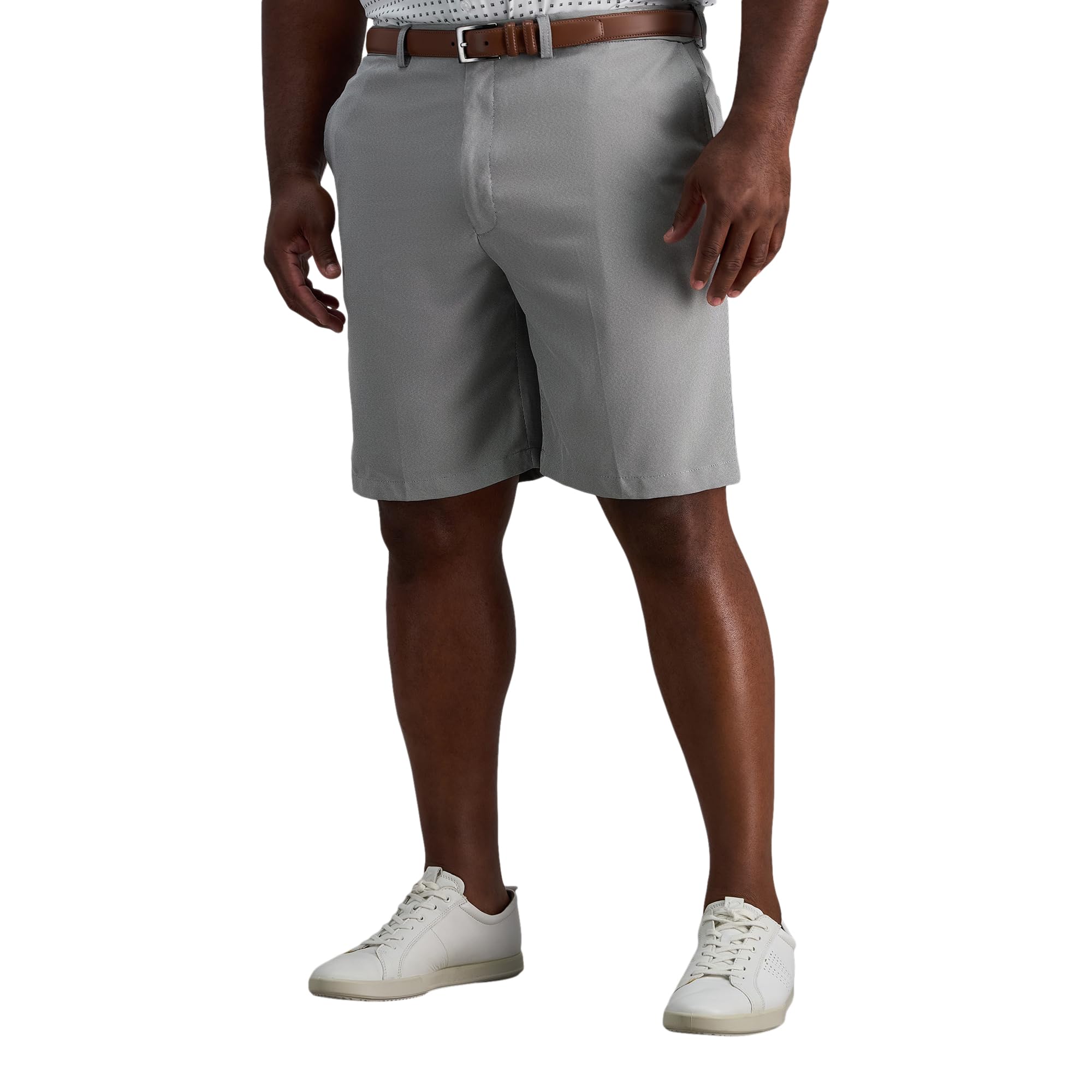 Haggar Men’s Big-Tall B&T Cool 18 PRO Stretch Solid Oxford Flat Front Short Shorts, Charcoal, 44