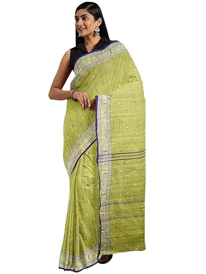 Tant Saree, 100% Pure Cotton - Powerloom Weaved Traditional Bengali Sari for Women - by ART Retail
