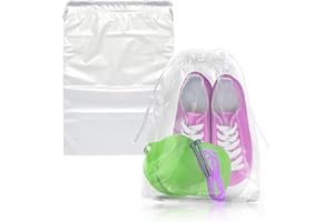 PUREVACY Clear Drawstring Bag, 12 x 18 Inches. 100 Pack Clear Plastic Drawstring Bags. 2 Mil Double Drawstring Clear Plastic Bags. Waterproof Clear Drawstring Bags for Goodies, Travel Essentials
