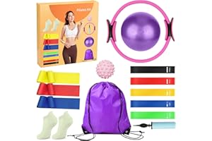 ywduoying Home Pilates Equipment Essentials Kits with Pilates Ring(Magic Circle) Set Resistance Bands Yoga Starter Fitness Equipments Women Workout Kit