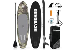 HEYBOARD Inflatable Stand Up Paddle Board 10'6"×32"×6" Standup Paddleboard with Premium SUP Accessories & Backpack, Non-Slip Deck, Waterproof Bag, Leash, Paddle, Hand Pump