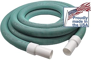 Destroyer Plastics One Year Manufacture Warranty Above/In Ground Manual Swimming Pool Vacuum Hose with Swivel Cuff (Professional Mint Green 1.5 in, 30)