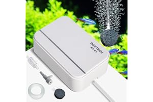 boxtech Aquarium Air Pump, Ultra-Quiet Fish Tank Oxygen Pump Powerful Aerator Pump to Make Rich and Fine Air Bubbles (1-30 Gallons (with Accessories))