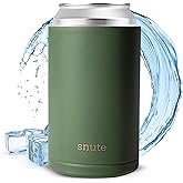 Snute Can Cooler for Beer, Soda, Sparkling Water | Vacuum Insulated Stainless Steel Drink Sleeve Holder for 12oz Can (Olive, Standard)