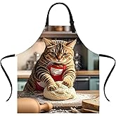 THISFIND Funny Cat Apron with 2 Pockets Waterproof for Men Women Kitchen Garden Decor